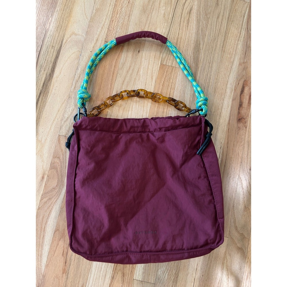 Rotunda Nylon Shoulder Bag Women OS Burgundy Gorpcore Rope & Chain Straps